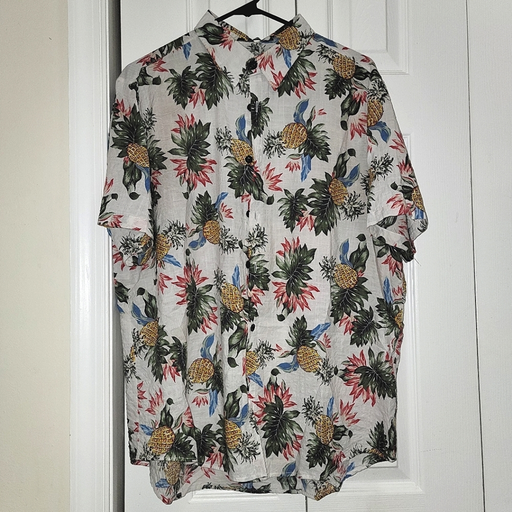 Mens pineapple linen shirt